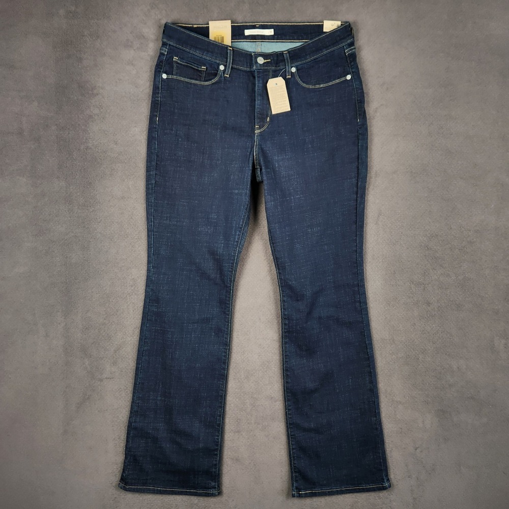 Levis Classic Bootcut Jeans Womens 14‎ M 32x32 Dark Wash Island Rinse Blue NEW